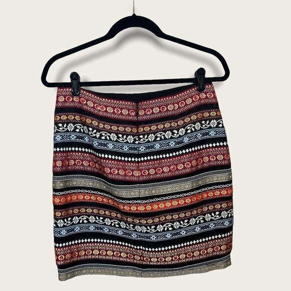 NICOLE MILLER Artelier Silk Beaded Boho Print Mini Skirt size 4 - Picture 2 of 11